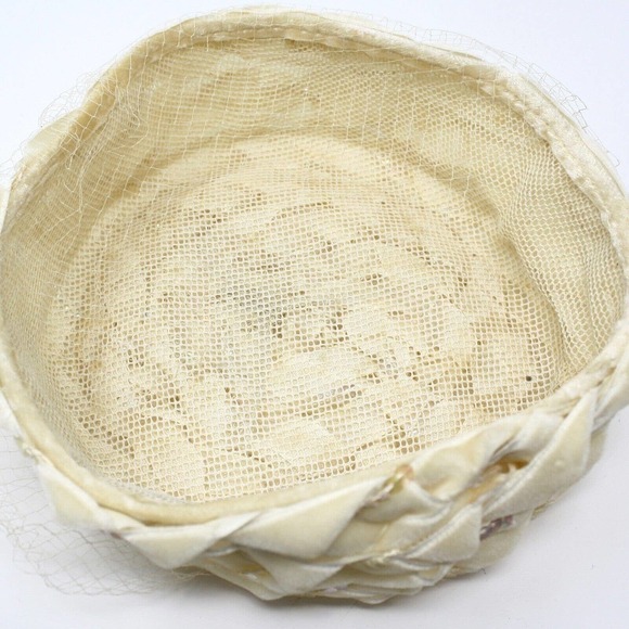 Vintage 1950s Velvet Ribbon Pill Box Hat w Veil and Iridescent Sequins - Hey Viv - Picture 6 of 7